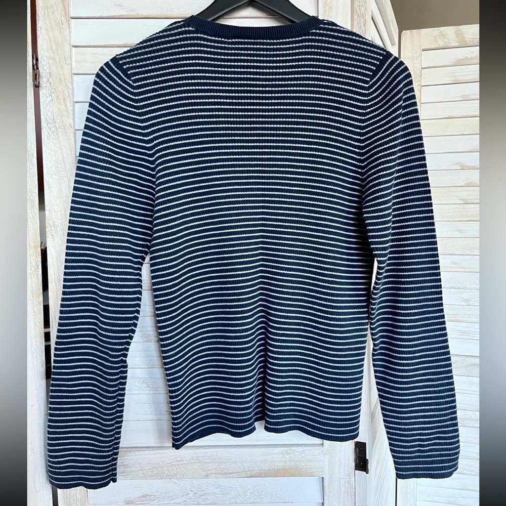 Ralph Lauren Polo Jeans Knit Sweater Ribbed Striped Logo Blue XS S Navy Blue - Picture 3 of 4